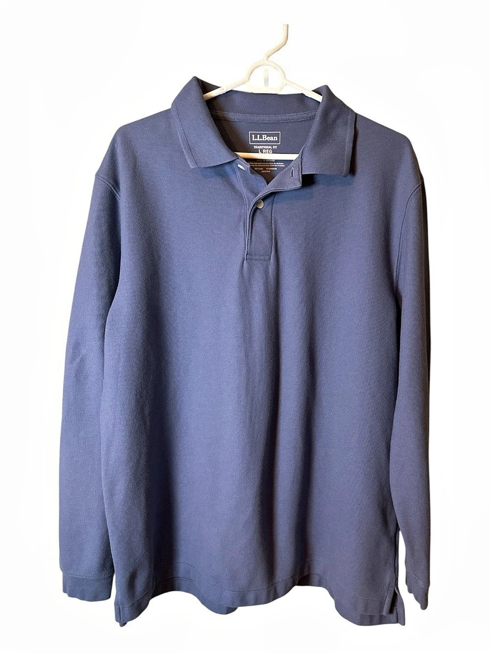 L.L.Bean Men’s L Regular Traditional Fit Long Sleeve Polo Blue